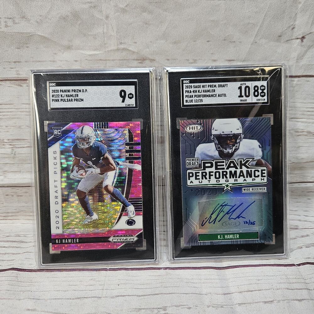 2x 2020 Sage KJ Hamler Rookie RC Draft Graded Card Lot Hit Auto SGC 10/8 Pink 9